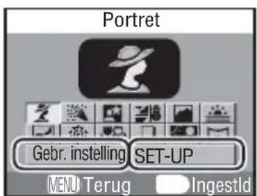 Portret Gebr. instelling SET-UP MENU Terug Ingestld