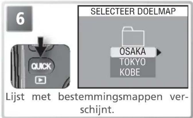 SELECTEER DOELMAP OSAKA TOKYO KOBE Lijst met bestemmingsmappen ver- schijnt.