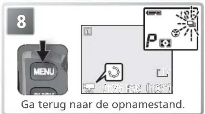 8 Menu 1/125 F53 (106") Ga terug naar de opnamestand.