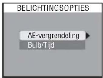 BELICHTINGSOPTIES AE-vergrendeling Bulb/Tijd