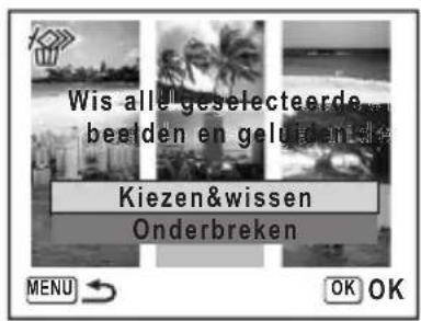 PENTAX Optio L40 - Kies de te wissen opnamen en geluidsbestanden met de vierwegbesturing (▲▼◀▶) en druk op de knop OK. - 2