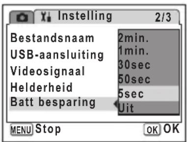 PENTAX Optio L40 - De batterijbesparingsfunctie gebruiken - 1