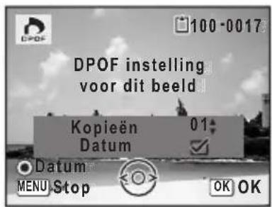 PENTAX Optio L40 - Gebruik de knop Snelinstelling om te bepalen of de datum al dan niet moet worden afgedrukt. - 1