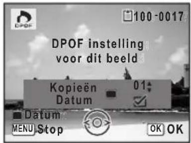 PENTAX Optio L50 - Gebruik de knop Snelinstelling om te bepalen of de datum al dan niet moet worden afgedrukt. - 1