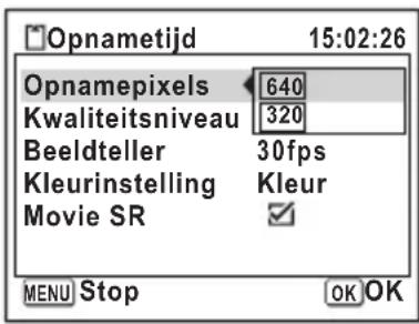 PENTAX Optio L50 - Het aantal opnamepixels voor video-opnamen selecteren - 1