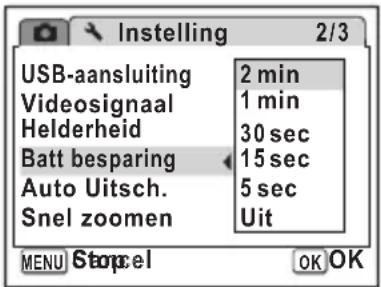 PENTAX Optio L50 - De batterijbesparingsfunctie gebruiken - 1