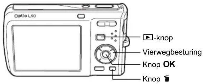 PENTAX Optio L50 - Geselecteerde opnamen en geluidsbestanden wissen (uit de weergave met negen opnamen) - 5
