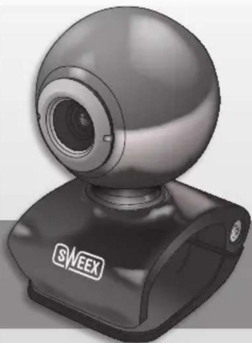 Illustration of a SWEEX webcam with a spherical head and camera lens (no text or symbols on the device body)