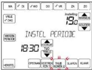 MA ✓ DI ✓ WD DO ✓ VR ZA ZO VRIE ✓ DAG 190 WISSEN PERIODE 18:30 HERSTEL OPSTAAN VERTREK KEN 12 THUB WOMEN 2 SLAPEN KLAAR Installing WARNERS KOLDER INSTEL PERIODE