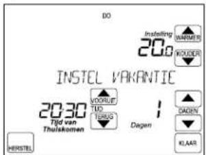 DO Instelling VAKANTIE 20.0 VOODRUT TUS TURUS Dagen 1 INDUSTEL VAKANTIE 2030 Tijd van Thuiskomen 1 KLAAR VERSTEL