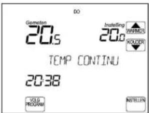 DO Gestation 20.5 Installing 20.6 MINIMICS ROUER TEMP CONTINU 20:38 VOLG PROGRAM INSTILLER