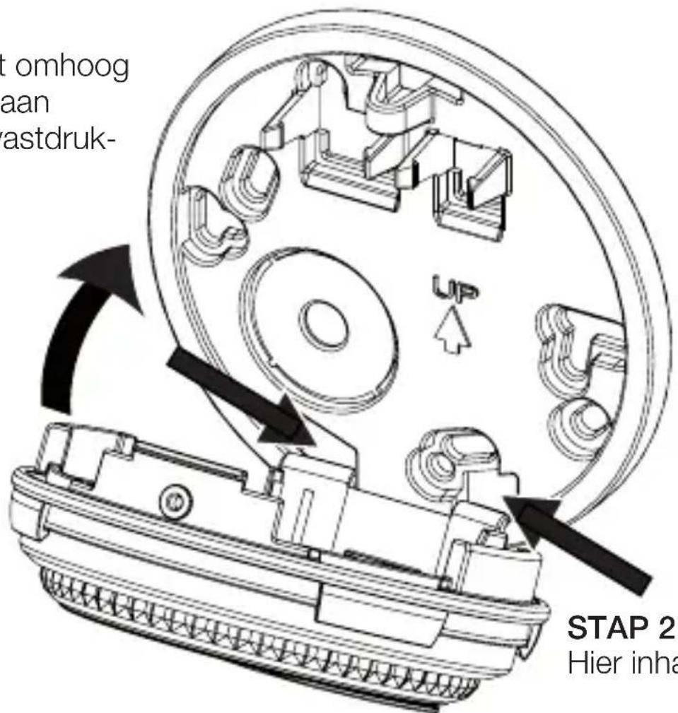 t omhoog aan astdruk- UP STAP 2 Hier inha