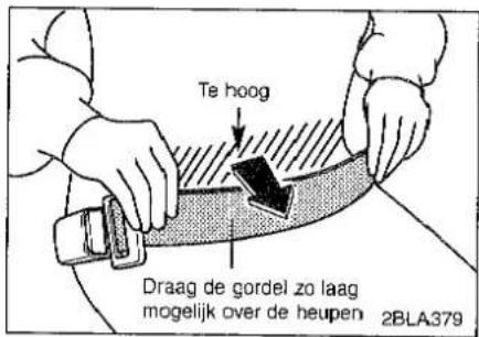 Te hoog Draag de gordel zo laag mogelijk over de heupen 2BLA379