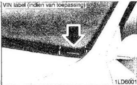 VIN label (indien van toepassing) 1LD6001