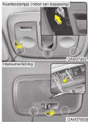 Kaartleeslampje (indien van toepassing) Interieurverlichting OAM079037 OAM079038