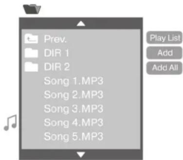 Prev. DIR 1 DIR 2 Song 1.MP3 Song 2.MP3 Song 3.MP3 Song 4.MP3 Song 5.MP3 Play List Add Add All