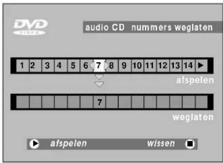 audio CD nummers weglaten 1 2 3 4 5 6 7 8 9 10 11 12 13 14 ▶ afspelen weglaten afspelen wissen □