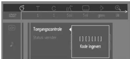 T C 5 nl 5 nl geen Uit Toegangscontrole Status venster [ ] [ ] [ ] Kode ingeven