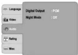 Language Digital Output : PCM Video Night Mode : OFF Audio Rating Misc