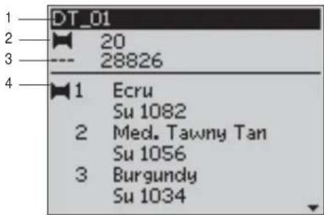 DT_01 20 28826 1 Ecru Su 1082 2 Med. Tawny Tan Su 1056 3 Burgundy Su 1034