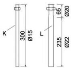 K 300 Ø15 L 65 Ø20 235 Ø22