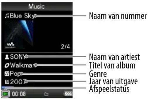 SONY NWZ-S516 Walkman - De functieknop in het scherm "Now Playing" gebruiken - 1
