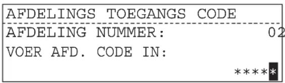 AFDELINGS TOEGANGS CODE AFDELING NUMMER: 02 VOER AFD. CODE IN: *****