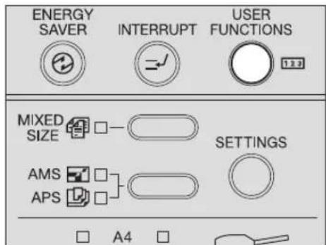 ENERGY SAVER INTERRUPT USER FUNCTIONS MIXED SIZE AMS APS A4 SETTINGS