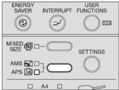 ENERGY SAVER INTERRUPT USER FUNCTIONS MIXED SIZE AMS APS A4 SETTINGS