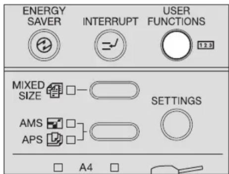 ENERGY SAVER INTERRUPT USER FUNCTIONS MIXED SIZE SETTINGS AMS APS A4