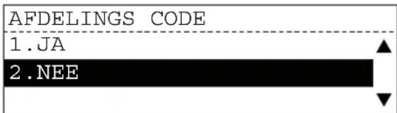 AFDELINGS CODE 1.JA 2.NEE