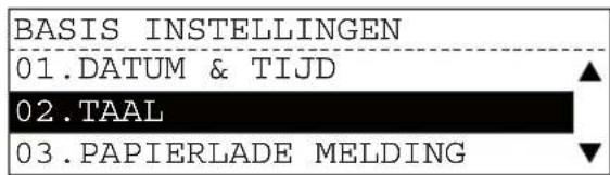 BASIS INSTELLINGEN 01.DATUM & TIJD 02.TAAL 03.PAPIERLADE MELDING