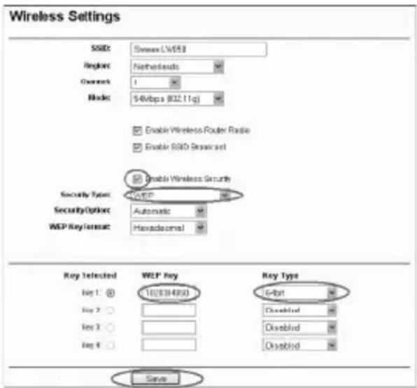 SWEEX LW050UK - Securing the wireless part - 1