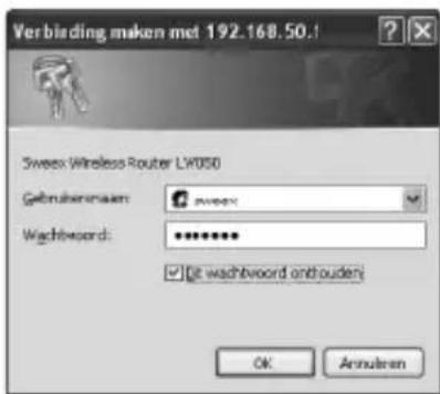 SWEEX LW050UK - Accessing the router (Login) - 2