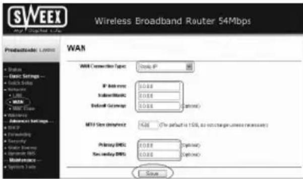 SWEEX LW050UK - Setting 6 Static IP - 1