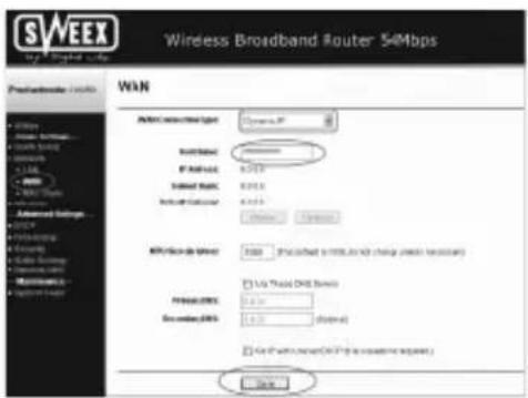 SWEEX LW050UK - Setting 2 DHCP with hostname - 1