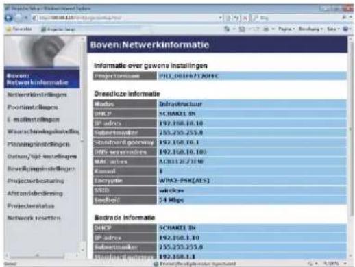 Boven:NetwerkInformatie Informatie over gewone Installingen Proportions: PHL_0019712099C Dredzloze informatie Mode: Infrastructuur DHCP: SICHEEL IN IP address: 192.168.10.10 Selectiveizer: 255.255.255.0 Standard gootswy: 192.168.10.1 DNS serverdies: 192.168.10.100 Mail address: AC811212349 Kansal: 1 Encrypte: WPA3-PSR(AES) SSID: www.necce Sundheid: 54 Mbps Bedrade informatie DHCP: SICHEEL IN IP address: 192.168.1.10 Selectiveizer: 255.255.255.0 Standard gootswy: 192.168.1.1