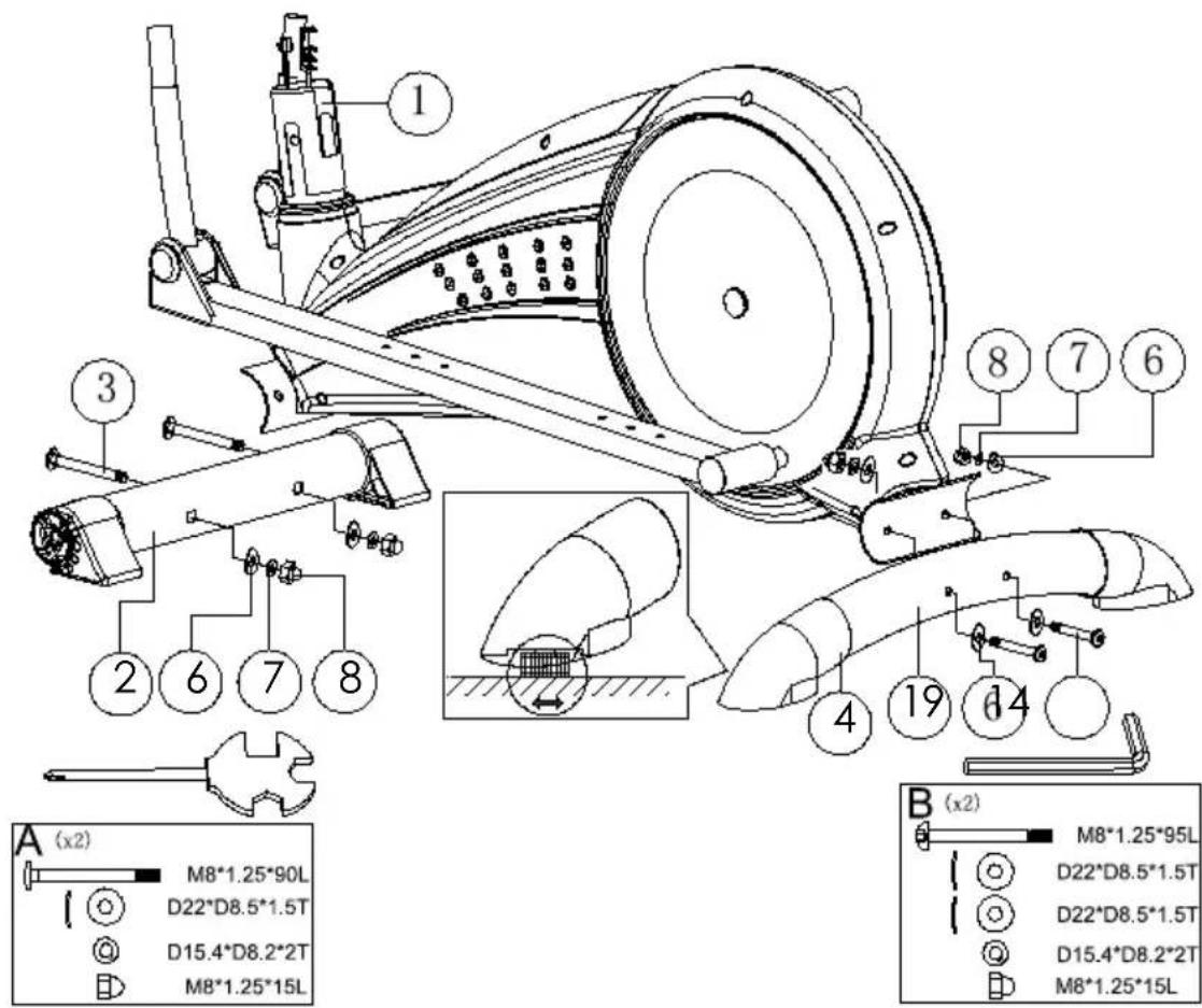 A (x2) M8*1.25*90L D22*D8.5*1.5T D15.4*D8.2*2T M8*1.25*15L B (x2) M8*1.25*95L D22*D8.5*1.5T D22*D8.5*1.5T D15.4*D8.2*2T M8*1.25*15L