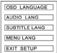 OSD LANGUAGE AUDIO LANG SUBTITLE LANG MENU LANG EXIT SETUP