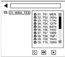 01. WMA TES 01. T01 MEN 02. T02 1KHz 03. T03 17Hz 04. T04_127H 05. T05_997H 06. T06_1000 07. T07_1999 08. T08_1NF1 09. T09 1KHz 10. T10_10KH