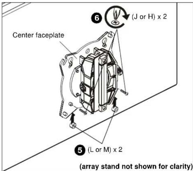Center faceplate (J or H) x 2 (L or M) x 2 (array stand not shown for clarity)