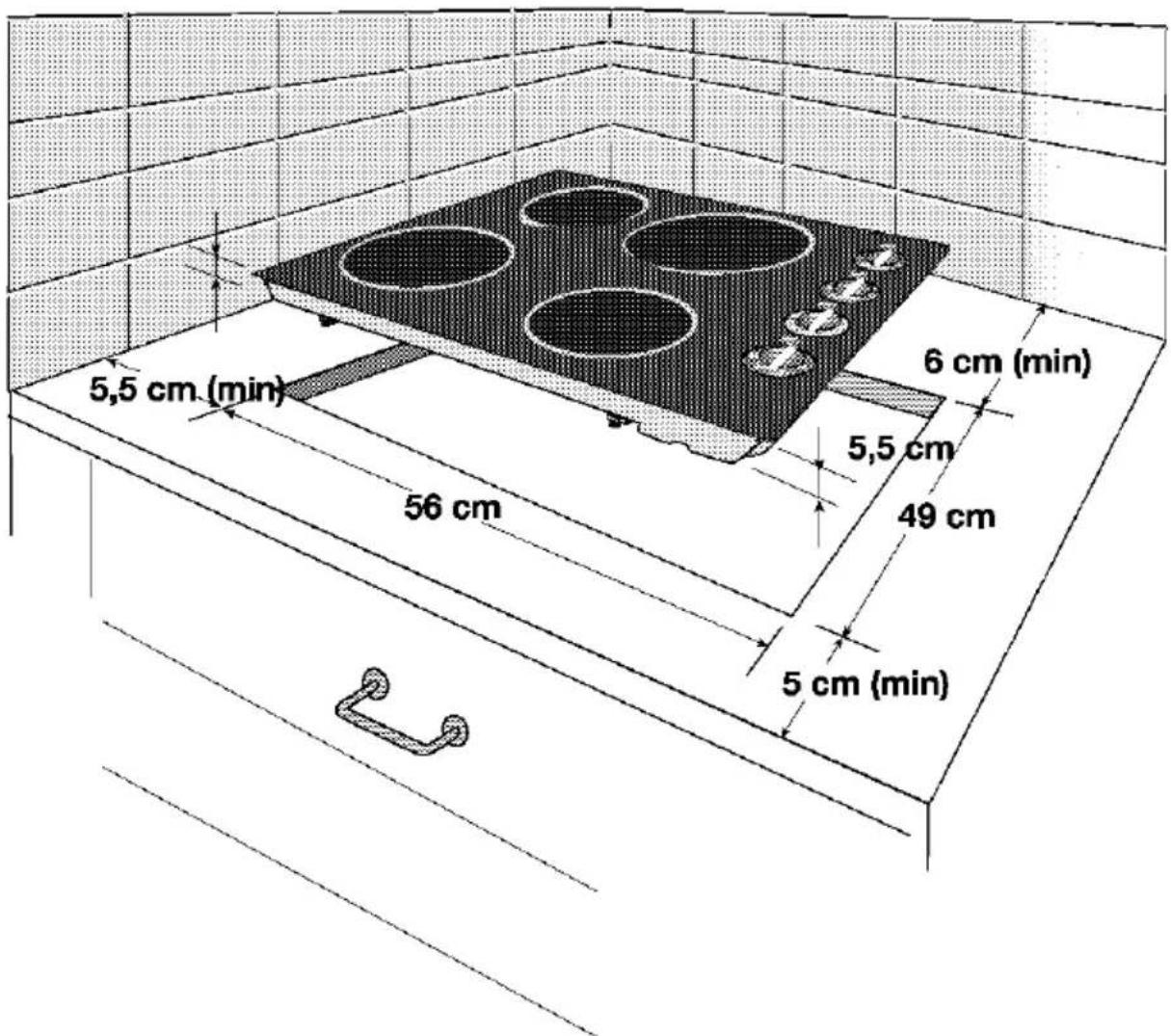 5,5 cm (min) 56 cm 5,5 cm 49 cm 6 cm (min) 5 cm (min)
