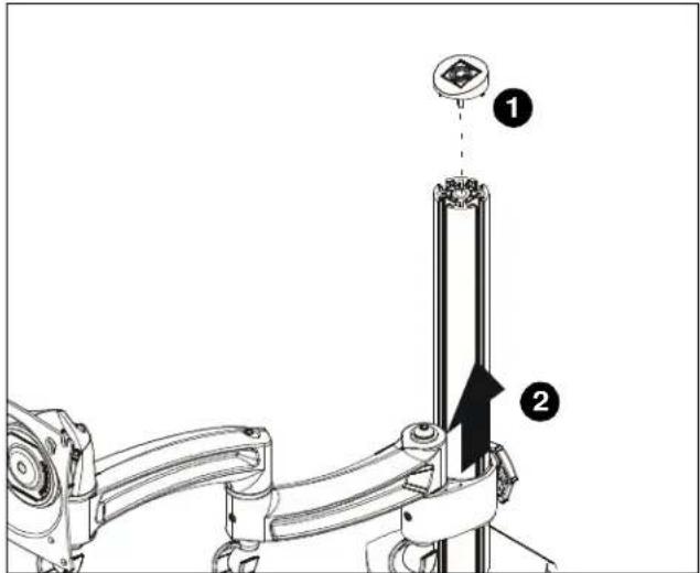 Technical diagram showing mechanical assembly with labeled parts and directional arrow