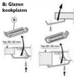 B: Glazen kookplaten Top 20x30 mm Top 30x30 mm
