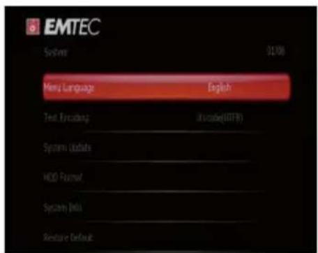 EMTEC Movie Cube V850H - Changing System Settings - 1