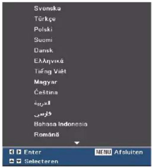 Svenska Türkçe Polski Suomi Dansk Ελληνικά Tiếng Viêt Magyar Čeština عربية وَلْرَسِي Bahasa Indonesia Română Enter MENU Afsluiten Selecteren