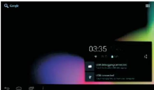 Difrnce DIT702101 - Wanneer uw tablet is verbonden, veeg dan het USB-pictogram rechtsonder op het scherm naar boven en tik dan op het USB-verbinden pictogram. - 1