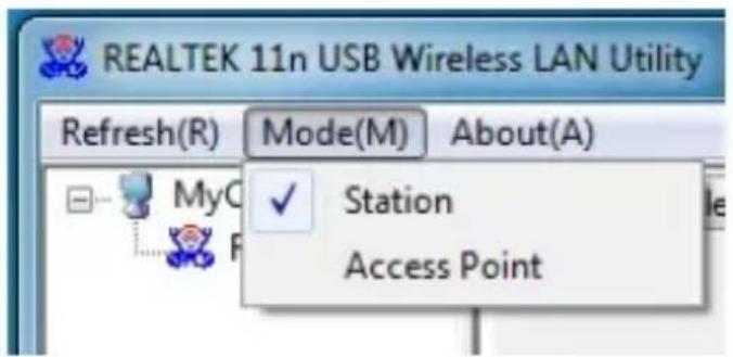 REALTEK 11n USB Wireless LAN Utility Refresh(R) Mode(M) About(A) MyC ✓ Station Access Point