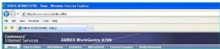 XEROX WORKCENTRE - State Windows Internet Explorer http://www.xcsc.com/index.html File Edit View Favorites Tools Help XEROX WORKCENTRE - Status Centreware® Internet Services XEROX WorkCentre 5790 Status Operation Date Allocation Science Adaboach Eiocnachapen Onderstrasse