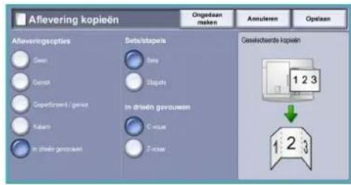 Afllevering kopieën Ongedaan maken Anouleren Optaan Aflaveringscepties Sets/stapels Gesellschreits kopieën 1 2 3 1 2 3